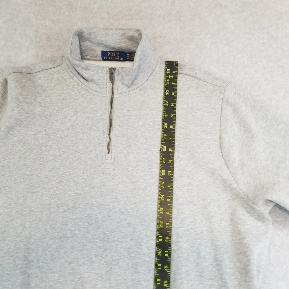 Polo Ralph Lauren Sweater Mens Extra Large Grey 1/4 Zip Fleece Mock Neck Pony